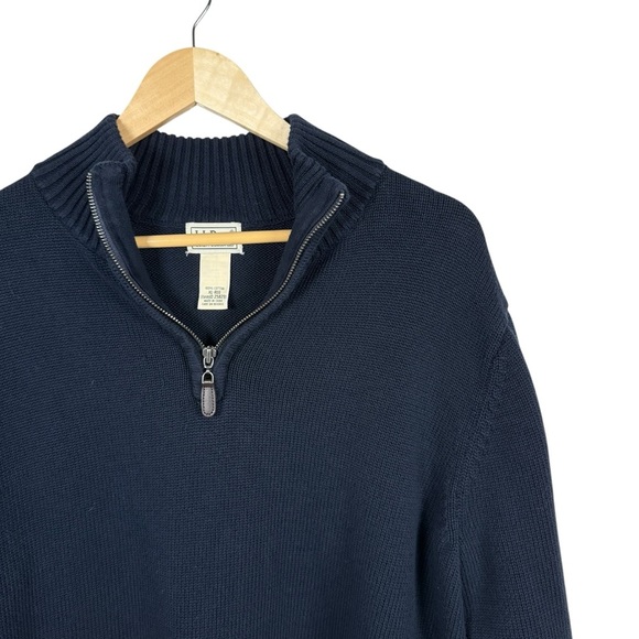 VINTAGE L.L. Bean Men’s Knit Quarter Zip Sweater in Navy Blue Size XL - Picture 7 of 10